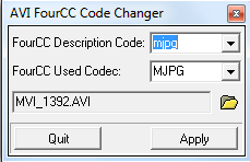 Having opened a file with AVI FourCC Code Changer, you can simply change the FOURCC